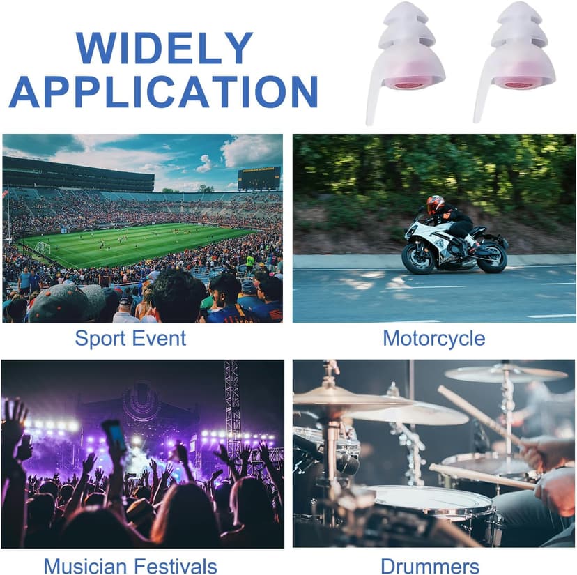 Shooting Earplugs for Pickup Sound, 30 dB NRR Hearing Protection - Silicone & Reusable Ear Plugs for Outdoor Shooting, Firing Range & Hunting, White