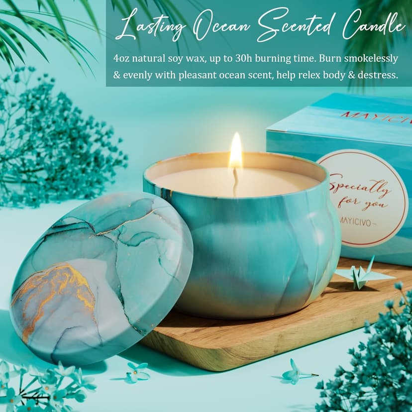 Birthday Gifts for Women Self Care Gifts Get Well Soon Gifts, Ocean Relaxing Spa Gifts Basket Care Package w/ Luxury Flannel Blanket, Unique Mothers Day Gifts Idea for Mom Her Friends Sister Wife