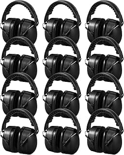 Copkim 12 Pcs Hearing Protection Ear Muffs NRR 28dB Noise Reduction Headphones Shooting Ear Protection Earmuffs(Black)