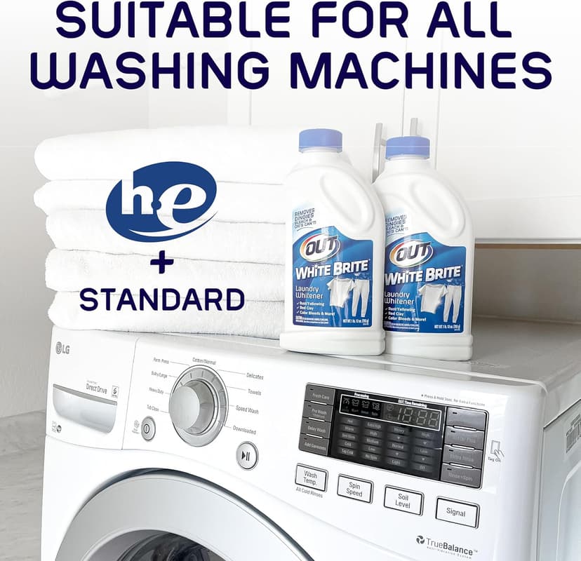 OUT White Brite Laundry Whitener Bleach Alternative, Stain Remover Detergent Booster Powder for Clothes, 4 Pound 12 Ounce Bottle