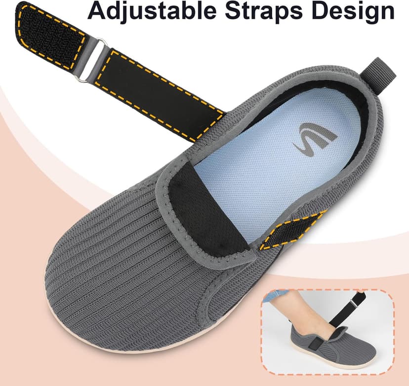 Spesoul Wide Womens Walking Shoes Adjustable Diabetic Shoes Breathable Zero Drop Barefoot Shoe Neuropathy Edema Nursing Shoe Wide Width Sneakers