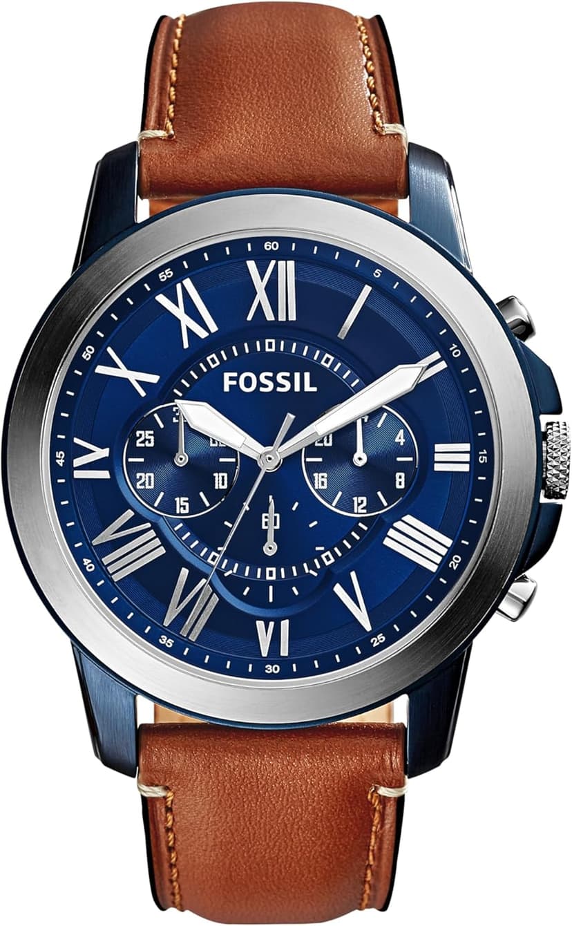 Fossil Men's Grant Quartz Stainless Steel and Leather Chronograph Watch