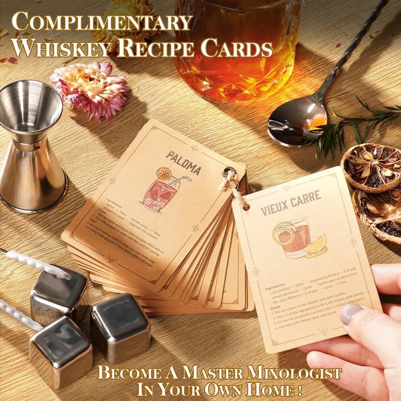 Oaksea Boss Day Gifts for Men Him Christmas, Anniversary Unique Gifts for Him, Birthday Retirement Gift for Boss Men, Stainless Steel Engraved Whiskey Stones Glasses Cool Burbon Scotch Set Gift