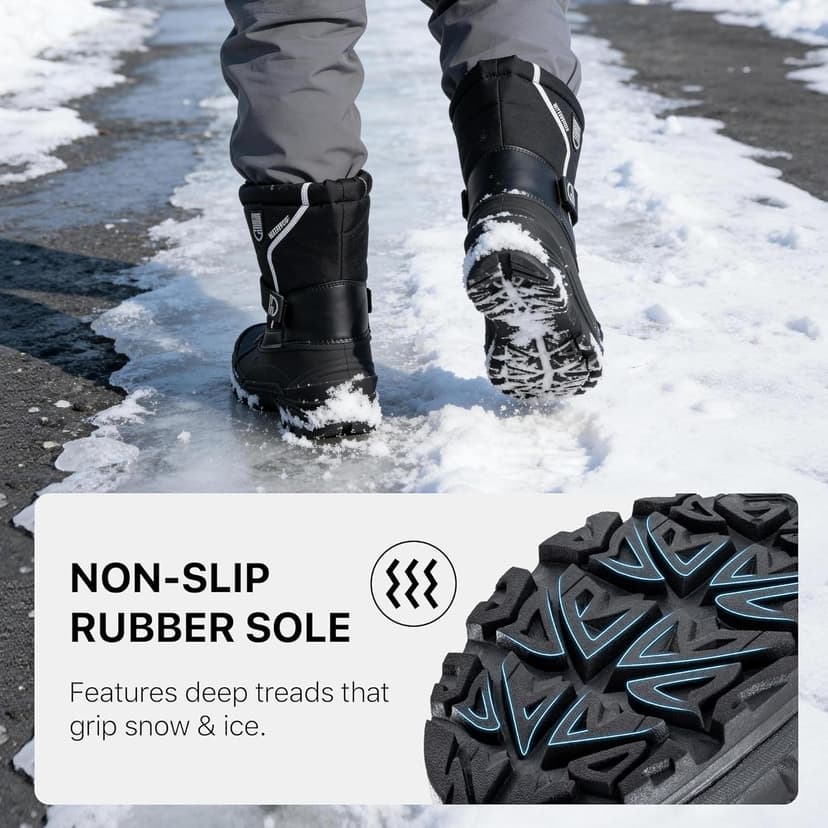 FREE SOLDIER Mens Snow Boots Insulated Waterproof Hiking Winter Shoes Nonslip Outdoor Ankle Cold Weather Boots with Warm Inner