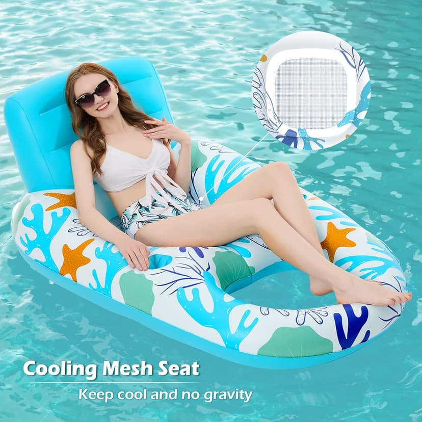 Jasonwell Inflatable Pool Float Adult - Pool Floaties Lounger Floats Raft Floating Chair Water Floaties for Swimming Pool Lake Lounge Float with Cup Holders Beach Pool Party Toys for Adults