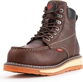 SUREWAY Mens Heavy Duty Soft/Composite/Steel Toe Work Boots for Men-Comfortable,GoodyearWelt,Full Grain Leather,6 in Wedge Moc Toe Construction Boots/Shoes