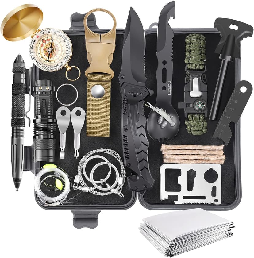 Gifts for Men Dad Christmas Husband Teenage Boy, Survival Kit 28 in 1, Survival Gear Tool Emergency Tactical Equipment Supplies Kits for Families Outdoors Camping Hiking Adventures B09DPFD2DP