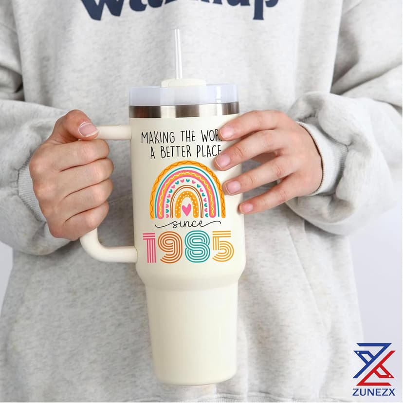 40TH Birthday Gifts for Her, Vintage 1985 Tumbler, 40 Year Old Birthday Gift Idea for Women, Funny 40 & Fabulous Bday Gift for Women, Friends, Daughter, Sister, Mom - Turning 40 Present