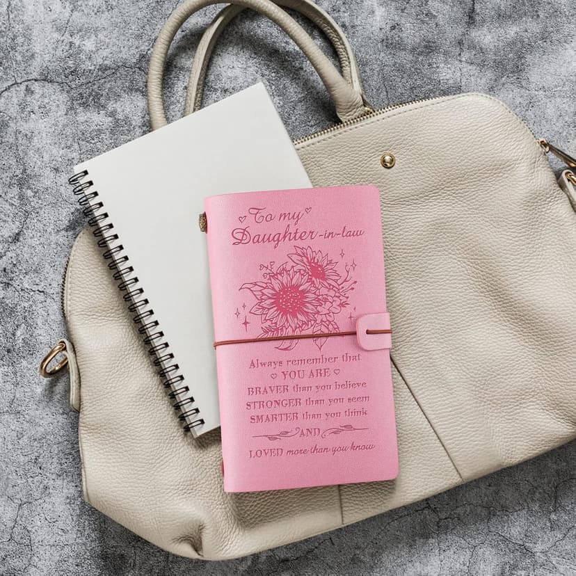 140 Page Refillable Journal Christmas Mothers Day Gifts for Daughter In Law from Mother In Law Daughter In Law Gifts Leather Journal, Daughter In Law Birthday Gifts B0BVVJKNSR