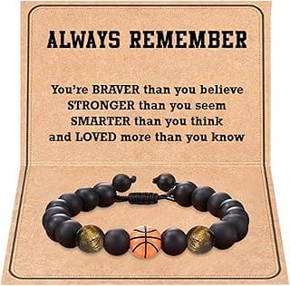 Tifeson Christmas Stocking Stuffers Gifts for Boys, Basketball Bracelet for Son Grandson Team Players Fan Adjustable Inspirational Beaded Bracelet for Birthday Christmas Gifts