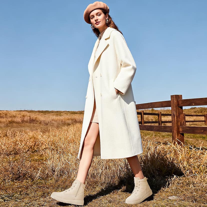 Shupua Boots for Women Winter Combat Boots Womens Ankle Boot Shoes Warm Snow Booties Hiking Sneakers with Zipper