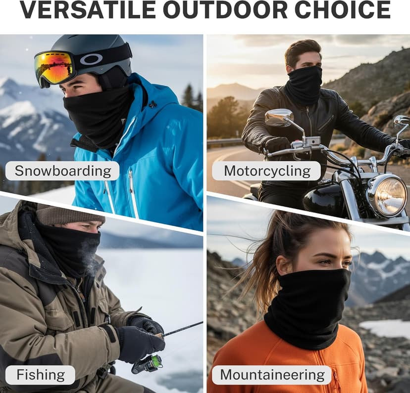 GXCROR Winter Neck Warmer, Reversible Fleece Gaiter Scarf, Windproof Face Mask for Men & Women