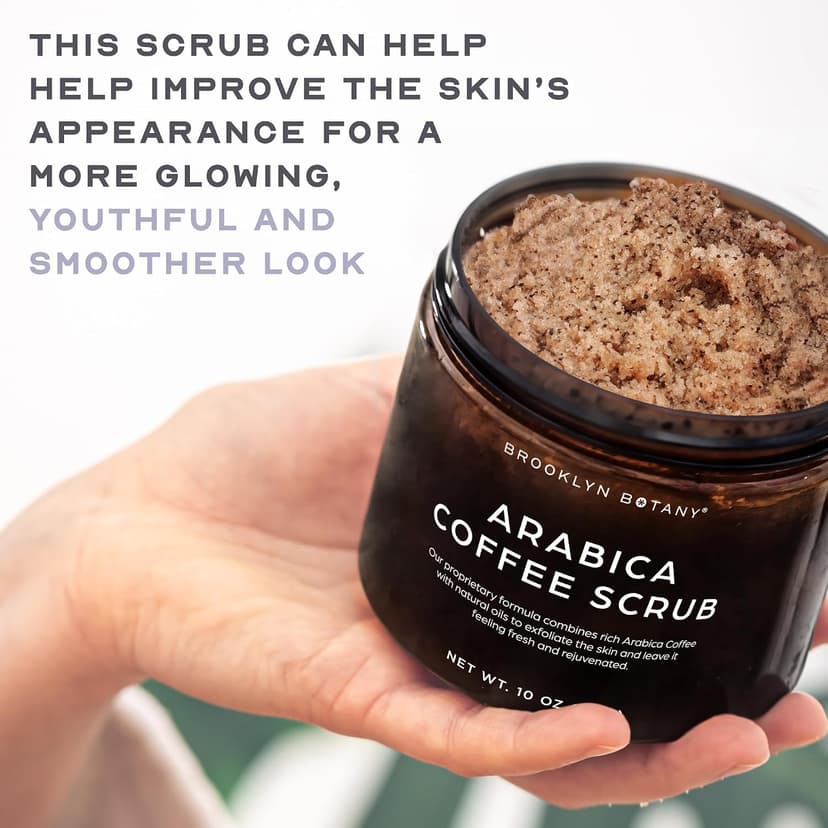 Moisturizing & Exfoliating Face, Foot & Hand Scrub, Natural Softening Formula for Smoother, Softer & More Even Complexion Brooklyn Botany Arabica Coffee Body Scrub - 10 oz B07GQ4W15V