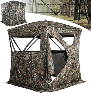 Lenotos Hunting Blind 270° See Through, Low-Noise 2-3 Person Pop Up Deer Blind, Portable Durable Ground Blind for Deer & Turkey Hunting