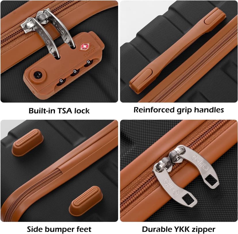 Coolife Luggage 3 Piece Set Suitcase Spinner Hardshell Lightweight TSA Lock