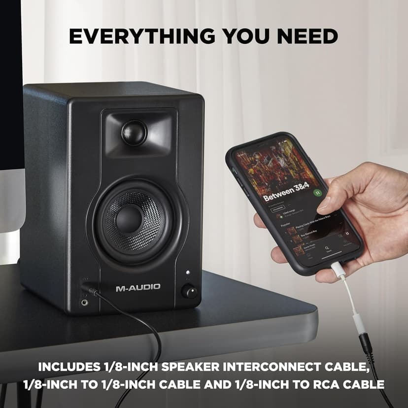 M-AUDIO BX3 Pair 3.5" Wired Studio Monitors and PC Speakers for Recording and Multimedia with Music Production Software