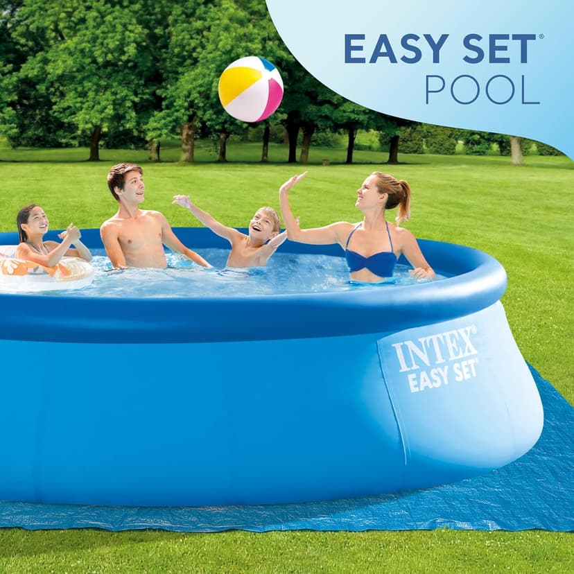 Intex 28167EH Easy Set Inflatable Swimming Pool Set: 15ft x 48in – Includes 1000 GPH Cartridge Filter Pump – Removable Ladder – Pool Cover – Ground