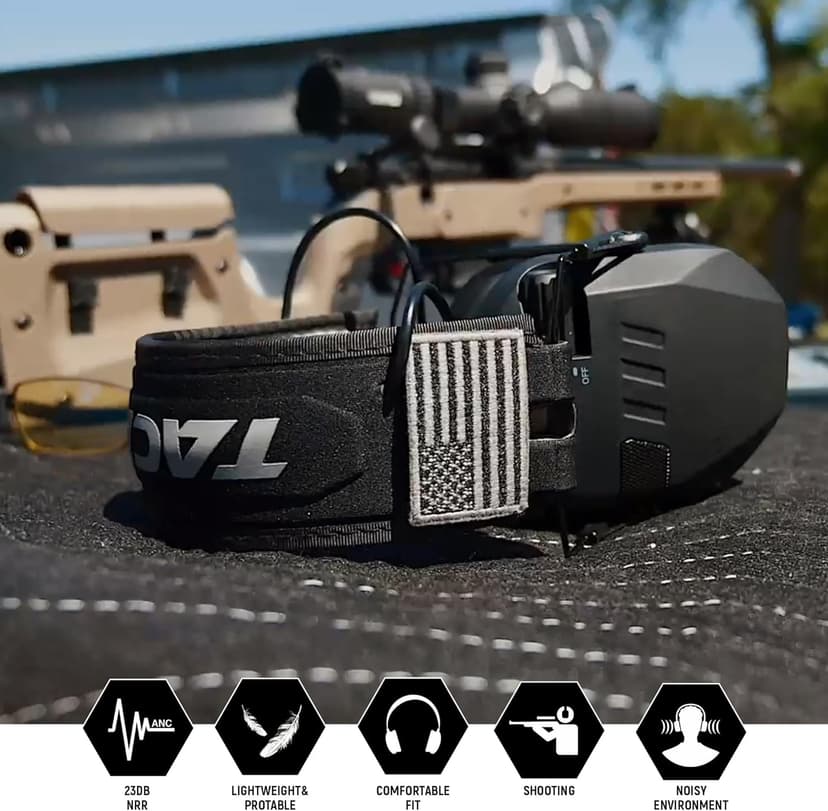 Shooting Earmuff, Ear Protection for Gun Range, Active Noise Reduction NRR 23dB For Hearing Protection
