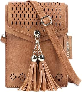 Vintage Tassel Purse: soft leather, fits a large phone, cards & keys —gifts for teen girls, birthday & Christmas seOSTO Small Crossbody Bags for Women, Tassel Purse, Gifts for Teen Girls B073QMXQLW