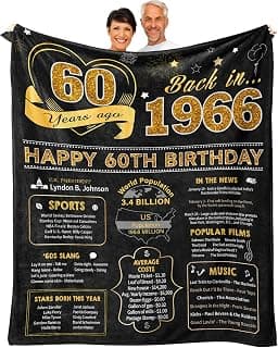 60th Birthday Gifts for Women Men, 60 Year Old Birthday Gifts for Women Men, 60th Birthday Gift Ideas Throw Blanket 60 x 50 Inch, 1966 Birthday Gift for 60 Year Old Woman, Best Gifts for 60th Birthday B0BB15FJHZ
