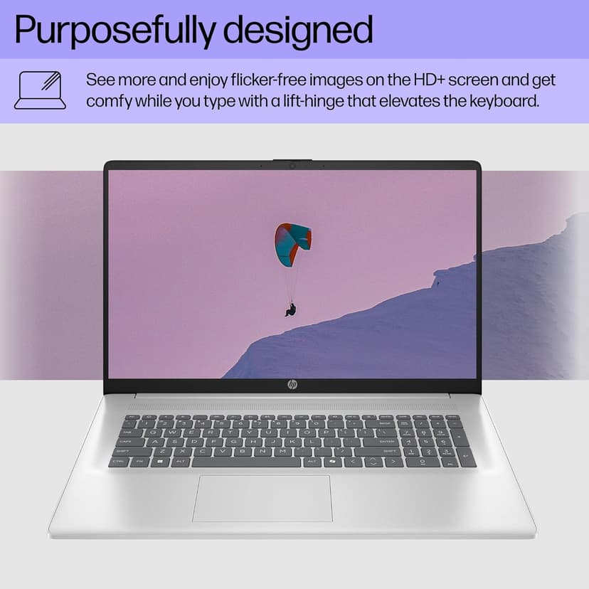 HP 17.3 inch Laptop, HD+ Display, AMD Ryzen 5 7520U, 16 GB RAM, 512 GB SSD, AMD Radeon Graphics, Windows 11 Home, Natural Silver, 17-cp2199nr