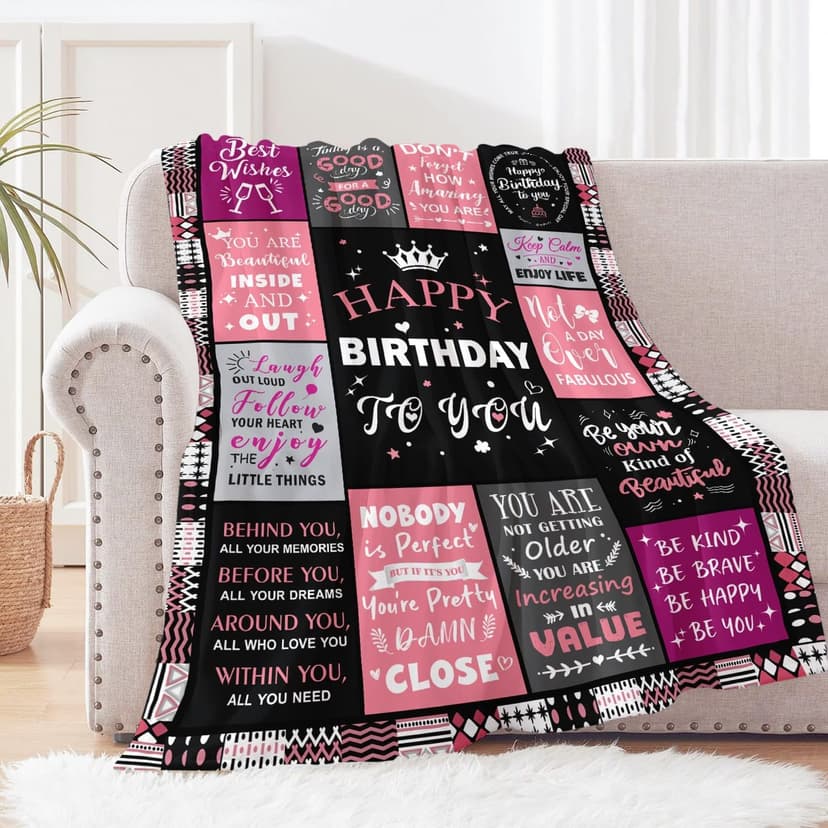 Birthday Decorations for Women, Gift for Women Birthday Unique, Happy Birthday Gift for Her, Mom, Wife, Daughter, Sister Birthday Gifts for Women, Happy Birthday Blanket for Women 50" x 60" B0DC72Z6S7
