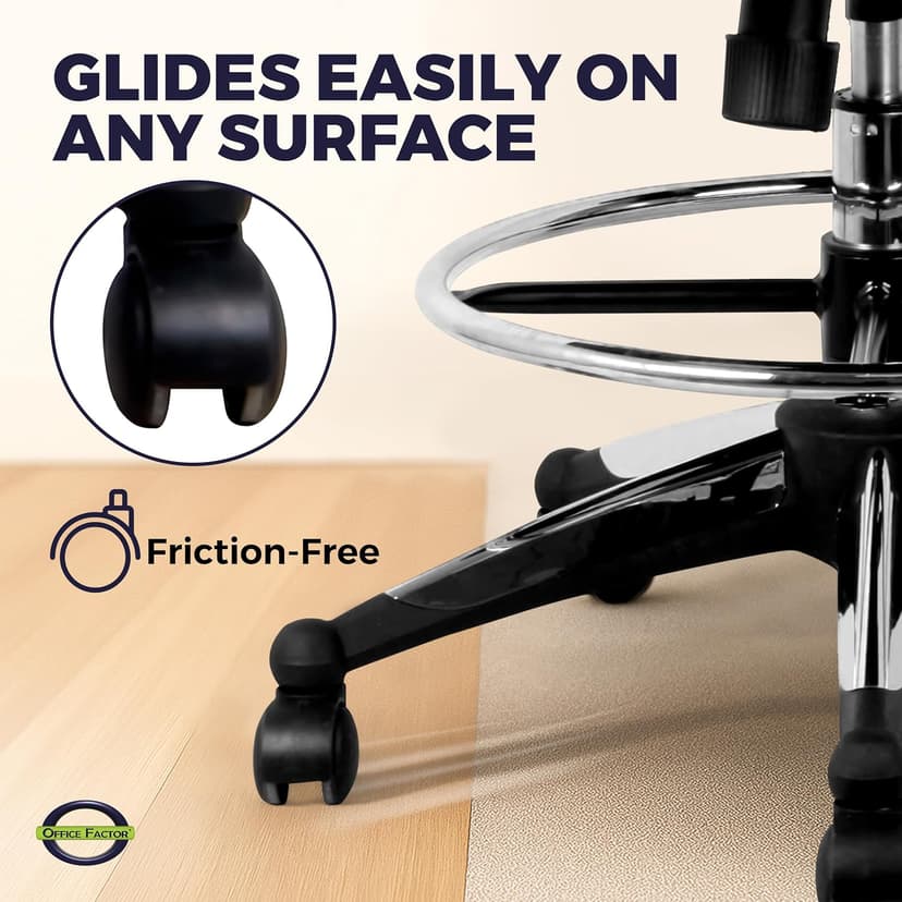 OfficeFactor 300 Lbs Tall Drafting Chair with Adjustable Foot Ring & Flip-Up Arms – Ergonomic Standing Desk Chair, Breathable Mesh Office Chair for Tall Desks, Counter Height & Reception(Black)