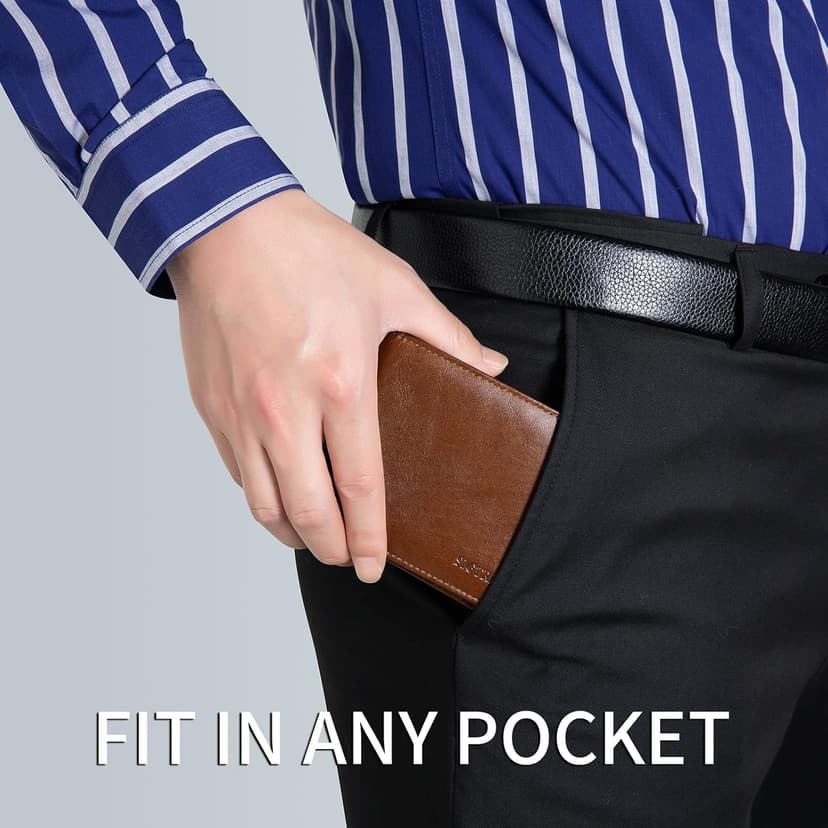 Sigtrenx Leather Wallets for Men, Genuine Leather Mens Wallets Bifold Rfid Blocking with 2 ID Windows