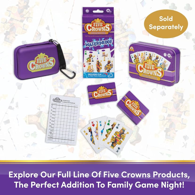 Five Crowns Collectible Tin – Card Game for Kids and Adults, Family Game Night, The Game isn’t Over Until the Kings Go Wild, 5 Suited Rummy Style Card Game, 1-7 Players, Ages 8+