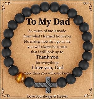 Gnamy Cross Bracelet Gift for Dad New Dad Stepdad Husband Grandpa, American Flag Cross Beads Bracelet Birthday Jewelry Gifts for Men B0F8B9534K