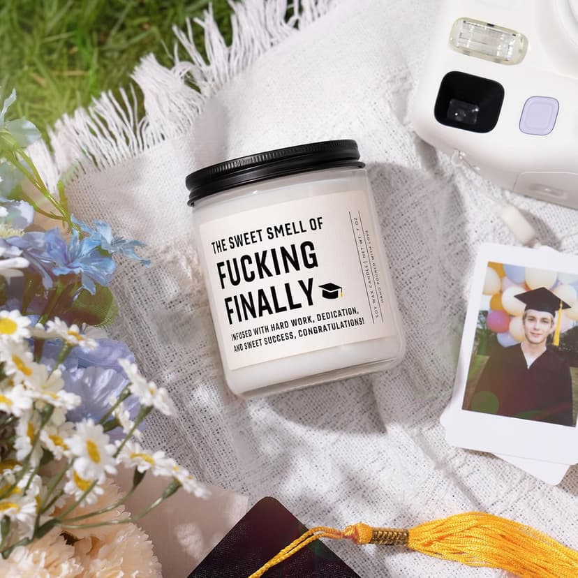 Shqiueos Funny Graduation Gifts for Her Him, Graduation Candle for Women Men Lavender Scented 7 Oz, 2025 Graduations Gifts for Masters Degree, College, High School, PhD Grad Gift for Nurse Law School