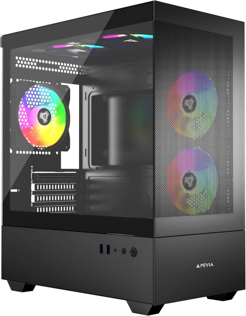 Apevia Phantom-MESH-BK Phantom Micro-ATX Dual-Chamber Mesh Gaming PC Case w/ 5X 120mm ARGB Fans, 366 RGB Modes, Mesh Airflow Performance Front Panel, 240mm Radiator Support, 2X USB3.0, HD Audio, Black