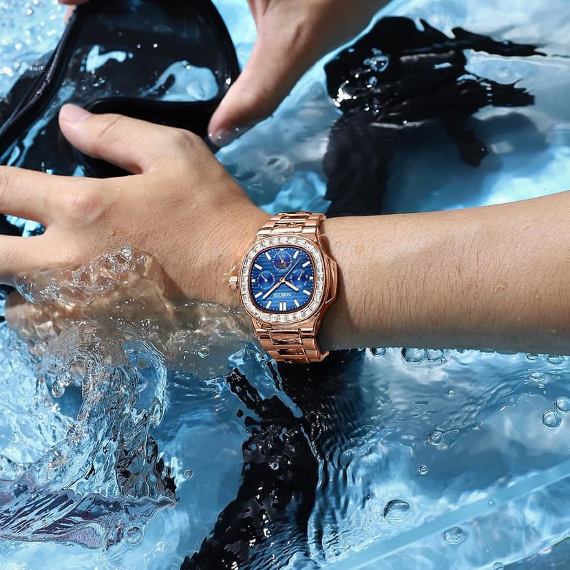 NIBOSI Men's Watches - Analog Quartz Chronograph Watch for Men, Waterproof Luxury Diamond Luminous Dial Business Dress Watch for Anniversary Graduation and Birthday Gifts