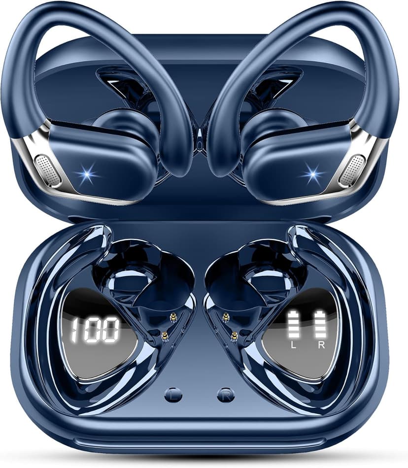 Wireless Earbud, Bluetooth 5.4 Headphones IP7 Waterproof for Sport, 50H Running Wireless Earphones with ENC Noise Cancelling Mic, Deep Bass Over Ear bud with Earhooks for Android, iOS, Workout, Gym