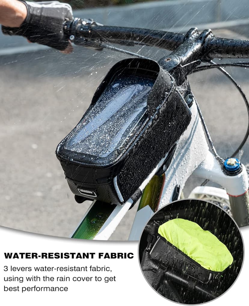 E-Bike Accessories for Men Women Compatible Phone Under 7” Straps Fit All Frames ROCKBROS Bike/Bicycle Phone Front Frame Bag, Waterproof, Tube Cycling Pouch B079QKP848