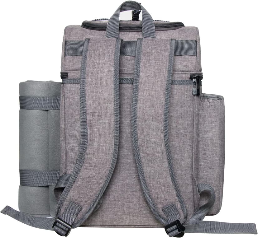 Hap Tim Picnic Basket Backpack for 2 Person with 2 Insulated Cooler Compartment, Wine Holder, Fleece Blanket, Cutlery Set, Gifts Ideals for Wedding, White Elephant, Bridal Showers, Christmas B09NLXDWYG