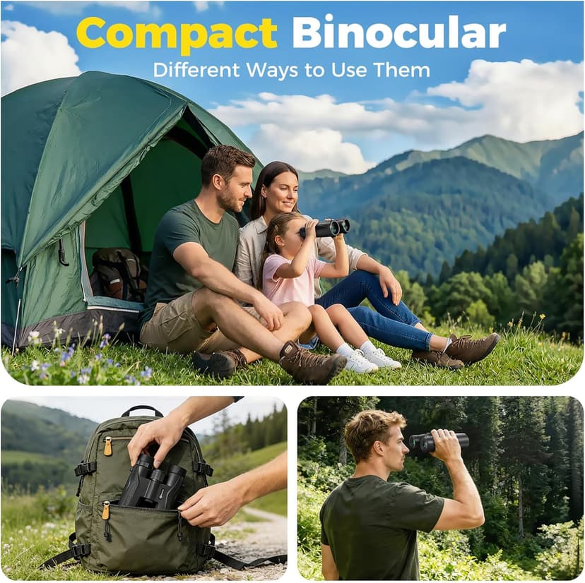 10x42 UHD Binoculars for Adults High Powered Waterproof Large View with Clear Vision & Compact Binocular Essentials for Hunting Camping Cruise Travel Bird Watching Sports