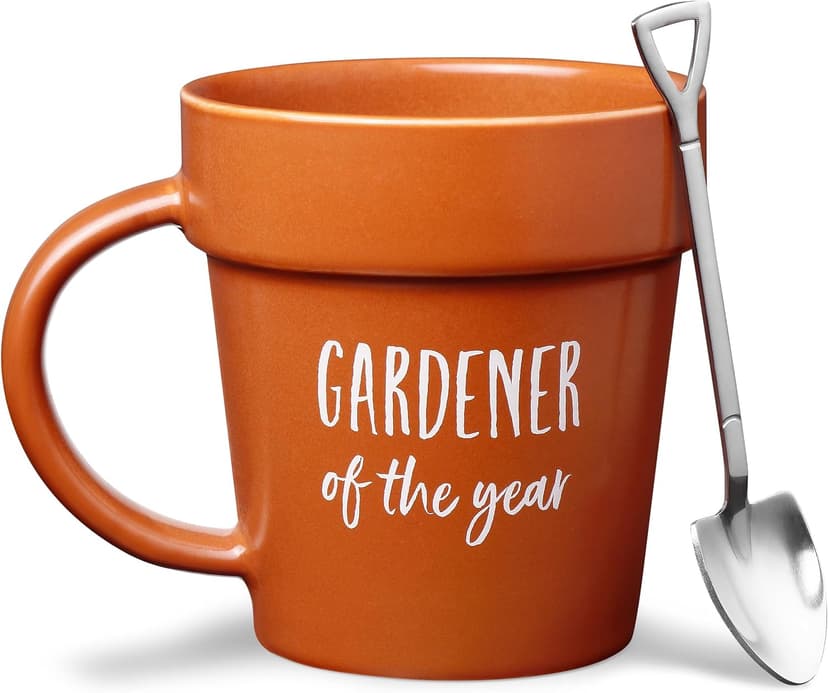 VELENTI Gardener Coffee Mug Gift - Funny Plant Pot Mug with Shovel Spoon - Cool Coffee Mugs for Men, Women - Mug for Gardeners, Dad Birthday Gifts, Cute Mom Christmas Gifts (Gardener Coffee Mug) B0BW7N5B3J