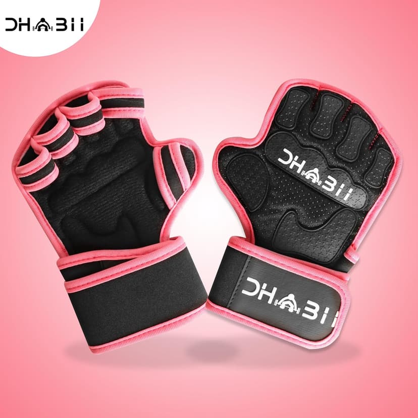 Dhabii Weight Lifting Gloves Compatible with Smart Watches, Ventilated Workout Gloves with Wrist Wraps for Men and Women- Great for Cross Training, Pull Ups, Gym, Workout.