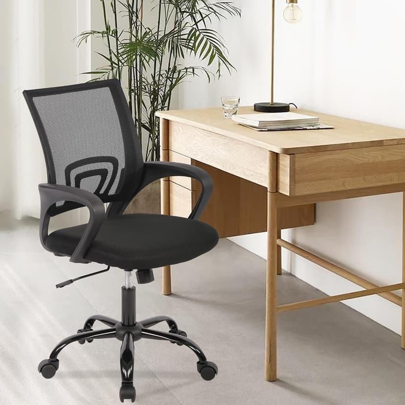 PayLessHere Office Computer Chair Ergonomic Cheap Desk Chair Adjustable Comfortable Mid Back Task Rolling Swivel with Lumbar Support for Home Office (Pack of 1, Black)