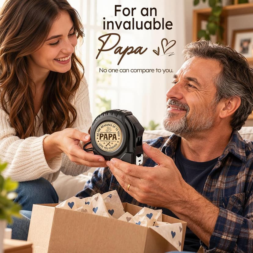TUZELIYA Papa Birthday Gifts from Daughter Son, 16.5ft 5M Tape Measure Gifts for Him Men, No One Measures Up to You Papa, Daddy Presents, Dad Gifts for Christmas Fathers Day Thanksgiving B0HCZ5MCR9