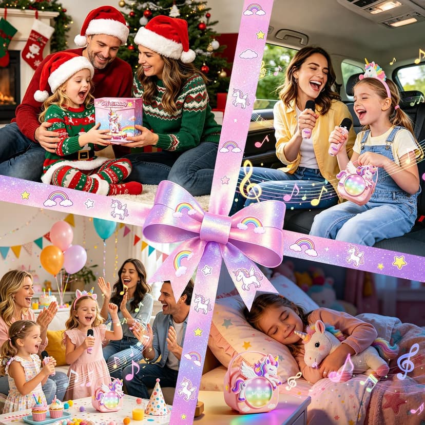 Birthday, Clear&Loud Sound, Portable&Mini, 2 Wireless Microphones, Kids Easy Use,4 Voice Changers, Bluetooth Speaker,Girl Toy Unicorn Karaoke Machine for Kids, Girl Gift Christmas with Gift Box B0GX5WRNBM