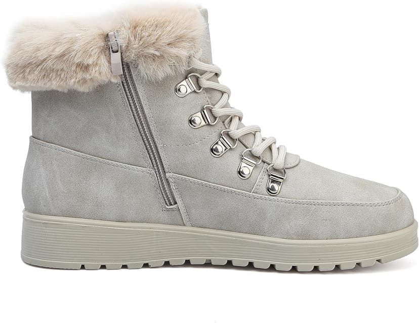 Chaoslook Womens Snow Boots Waterproof Leather Fur Lined Winter Warm Boots for Women Comfortable Platform Lace up PU Fashion Ankle Booties