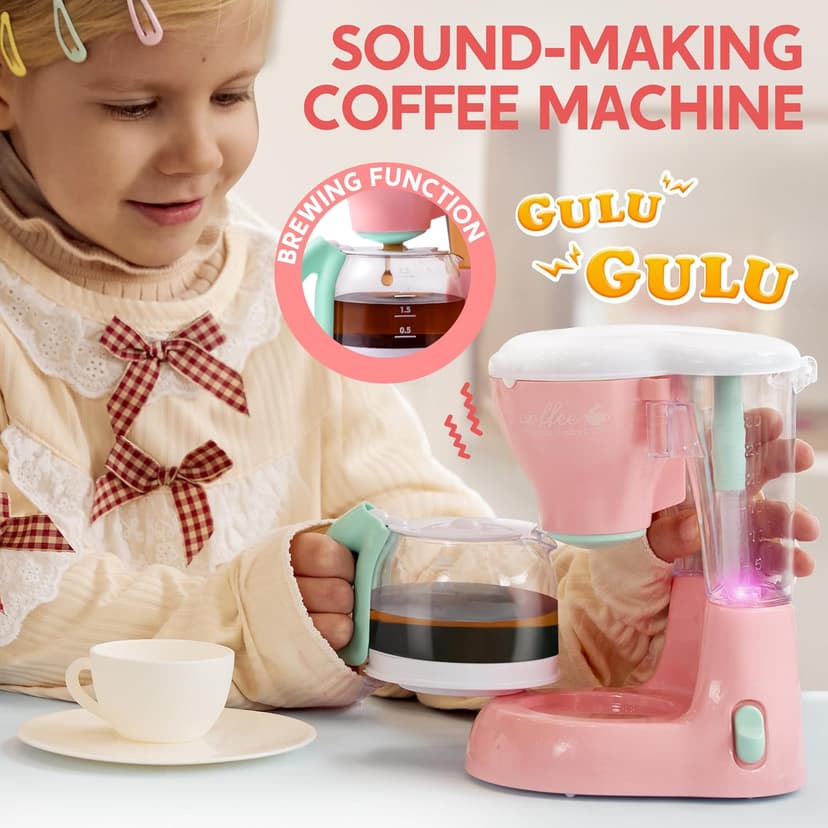 Joyin Play Kitchen Toys, Pretend Food Kitchen Accessories Girls Toy with Coffee Maker, Mixer, Toaster with Realistic Lights& Sounds, Birthday Gift for Kids B0CLVF5HM5