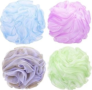 Tbestmax 4 Pack Bath Sponge Pouf Shower Loofah Body Scrubber Exfoliator, 60g/Piece - 4 Colors