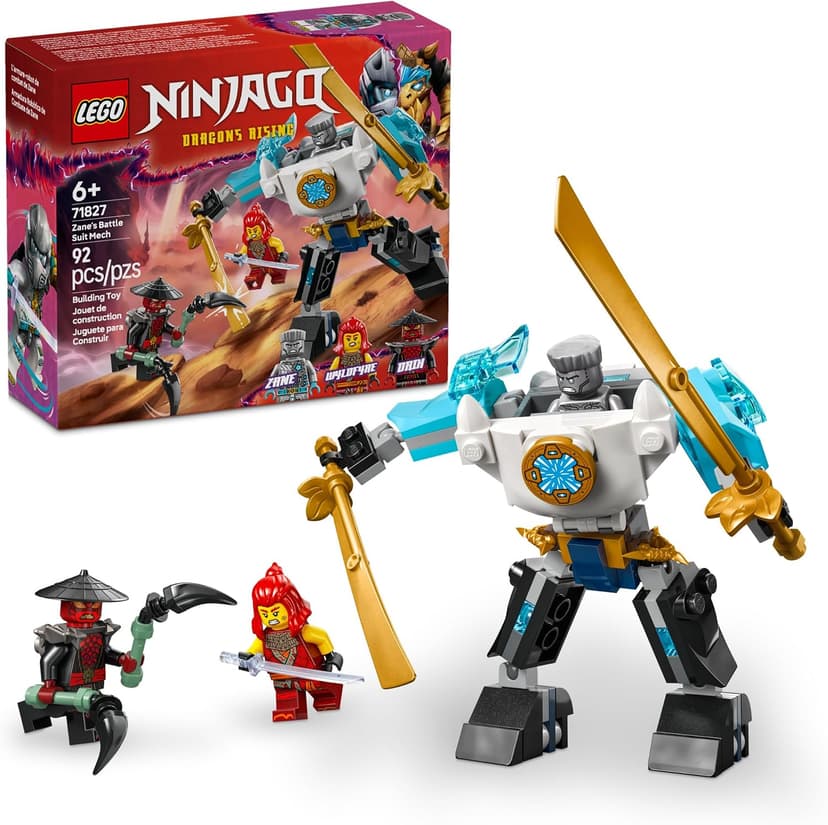 LEGO NINJAGO Zane's Battle Suit Mech Ninja Toy - Building Toy for Pretend Play for Kids, Boys and Girls, Ages 6+ - with 3 Minifigures - Gift Idea for Birthdays - 71827 B0DJ17CR8W