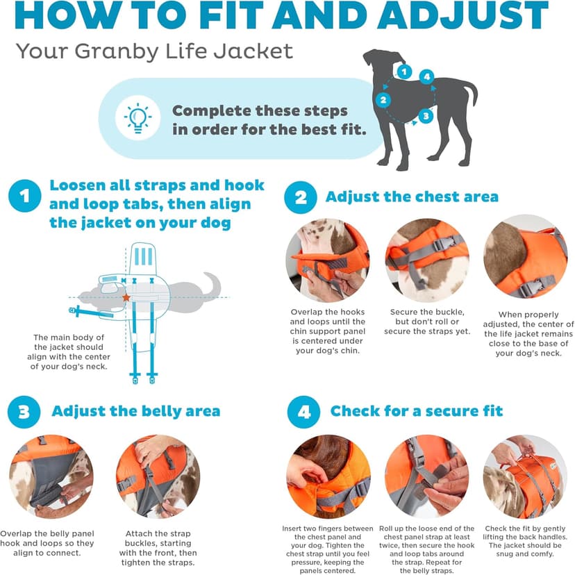 Outward Hound Granby Splash Orange Dog Life Jacket, Large