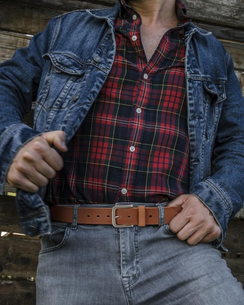 CHAOREN Full Grain Leather Belt for Men, Work Belts for Men Heavy Duty, Daily Wear for Jeans Pants