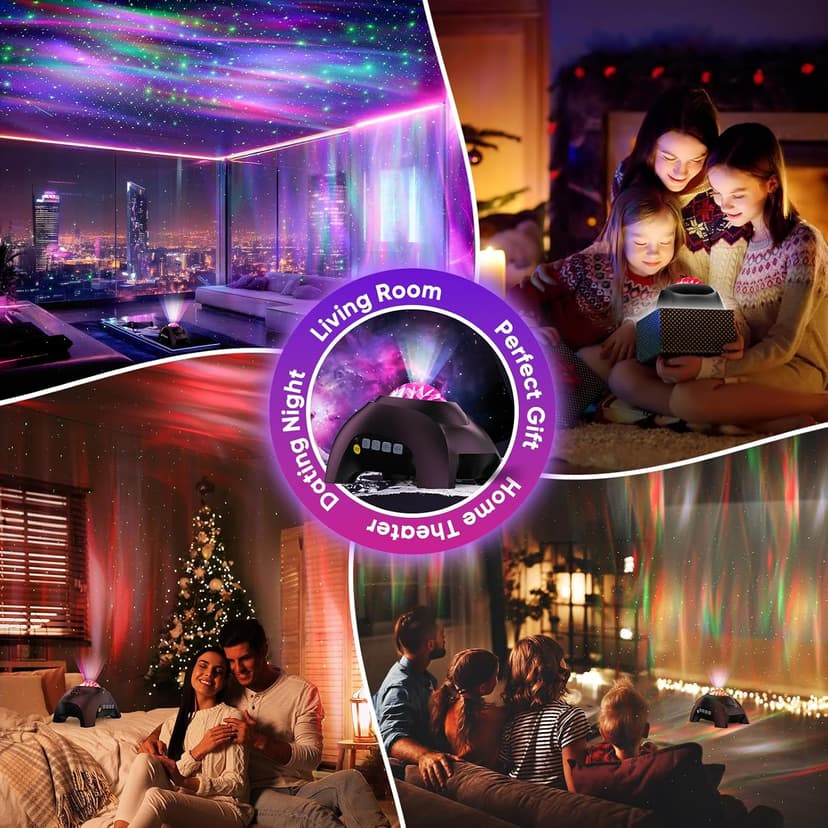 Northern Galaxy Light Aurora Projector with 33 Light Effects, Night Lights LED Star Projector for Bedroom Nebula Lamp, Remote Control, White Noises, Bluetooth Speaker for Parties Black B0B4518KC2