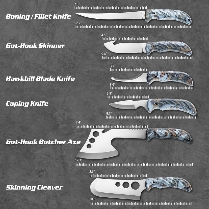 Portable Butcher Game Processor Set, 12 Pieces KNINE OUTDOORS Hunting Deer Knife Set Field Dressing Kit B099QTQ98L